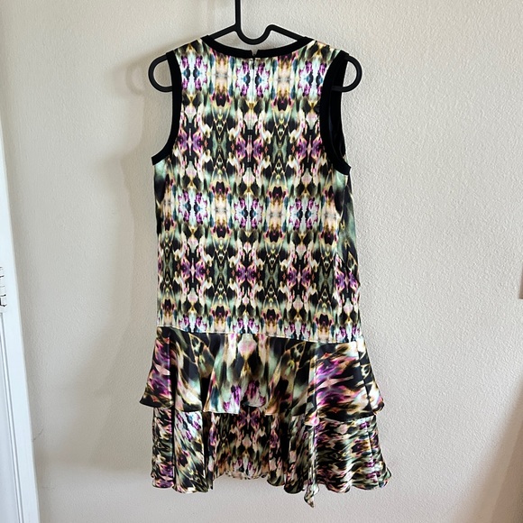 ICB New York Silk Short Sleeve Mini Multicolored Abstract Dress Lined  Size 2 - Picture 5 of 12